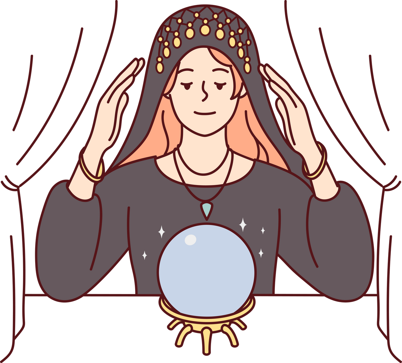 Female fortune teller with magic ball